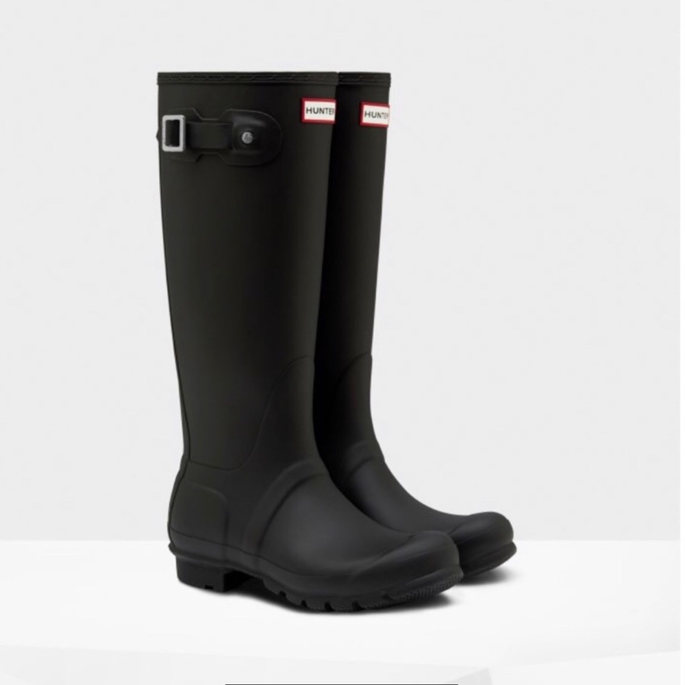 Classic Hunter Black Matte Tall Welles Rain Boots 7 EUC